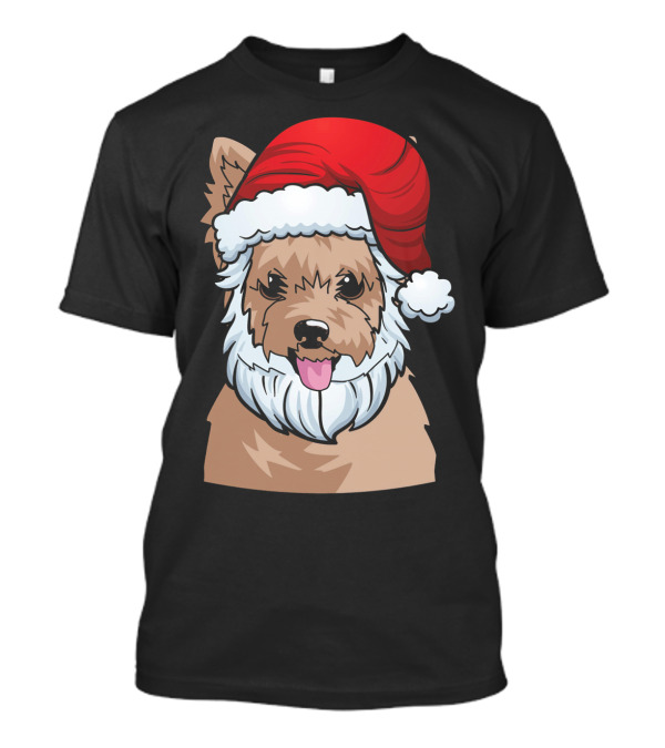 Yorkshire Terrier In Santa Hat Christmas Humor T-Shirt