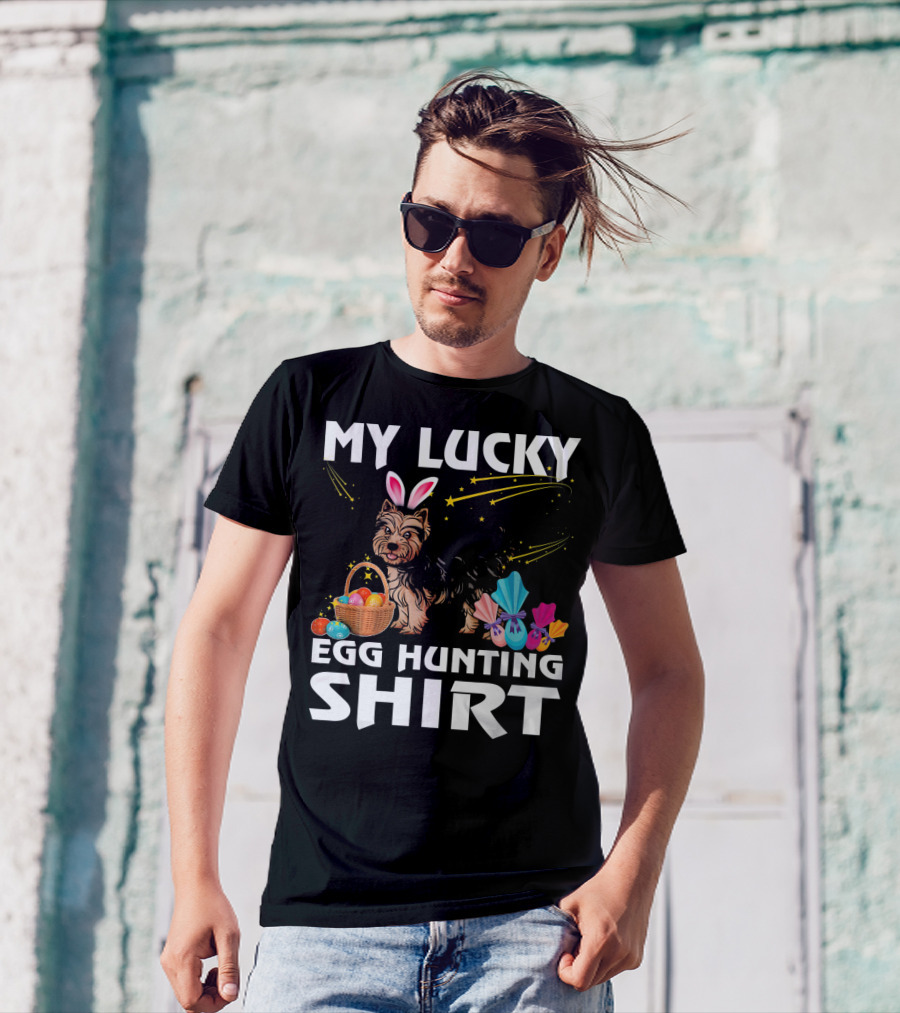 My Lucky Egg Hunting Shirt Yorkshire Terrier Dog Bunny T-Shirt
