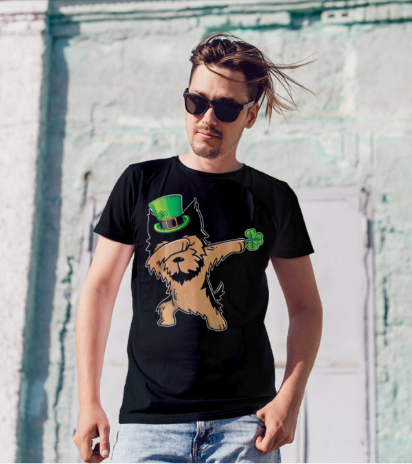 Yorkshire Terrier Dabbing Dance With Shamrock Hat And Clover T-Shirt