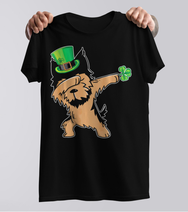 Yorkshire Terrier Dabbing Dance With Shamrock Hat And Clover T-Shirt