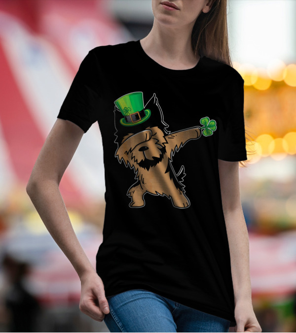 Yorkshire Terrier Dabbing Dance With Shamrock Hat And Clover T-Shirt