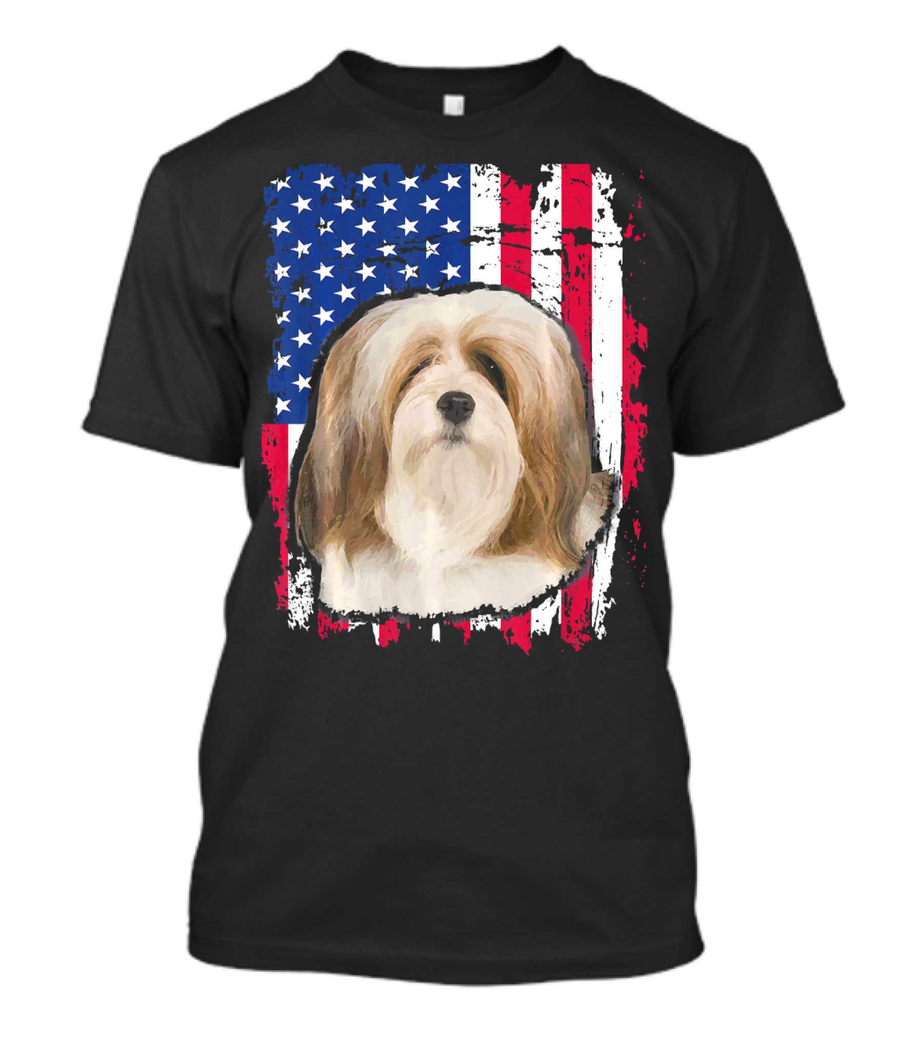 Lhasa Apso American Flag 4th Of July T-Shirt
