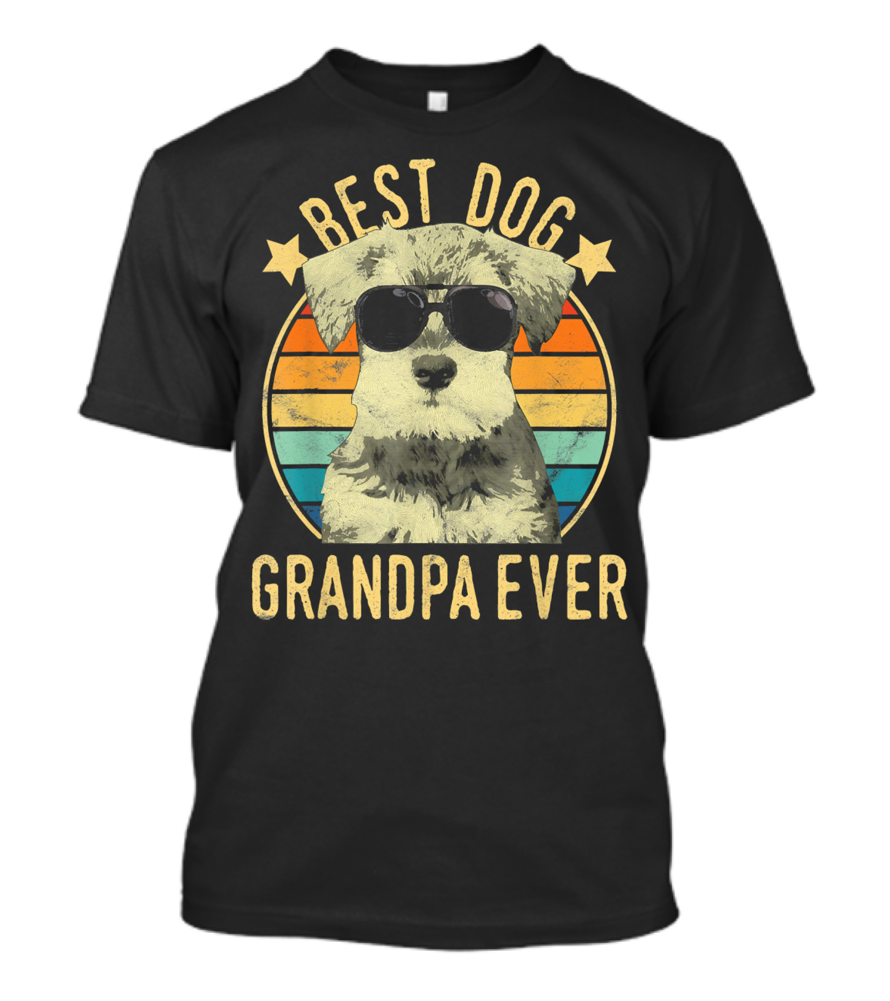 Mens Best Dog Grandpa Ever Retro Sunglasses Miniature Sch T-Shirt