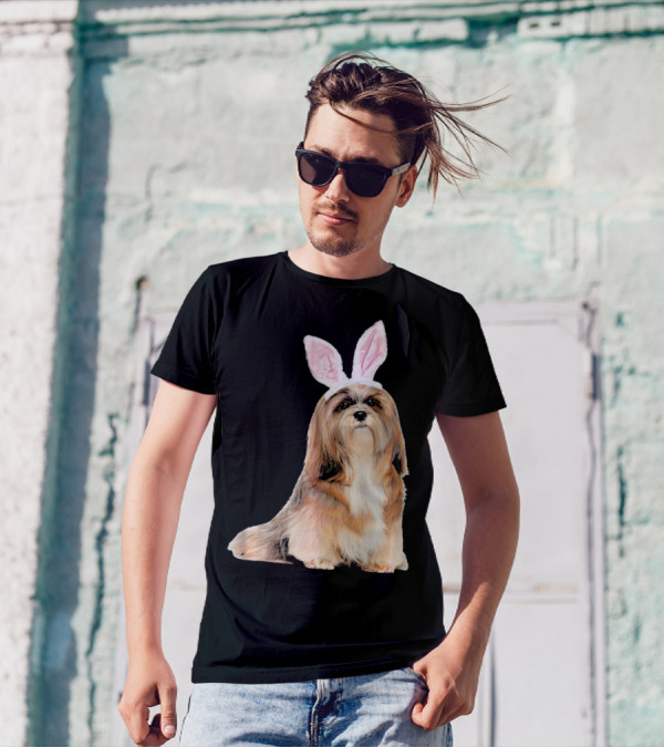 Lhasa Apso With Easter Bunny Ears T-Shirt