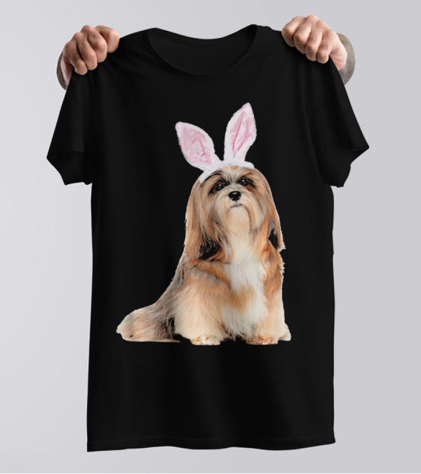 Lhasa Apso With Easter Bunny Ears T-Shirt