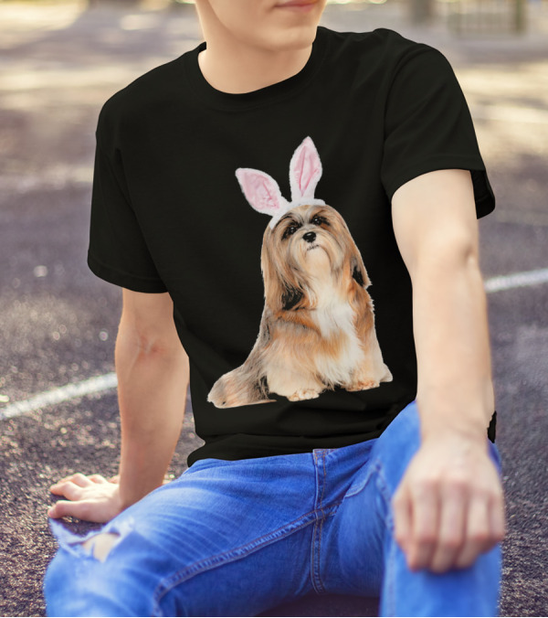 Lhasa Apso With Easter Bunny Ears T-Shirt