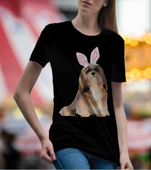 Lhasa Apso With Easter Bunny Ears T-Shirt