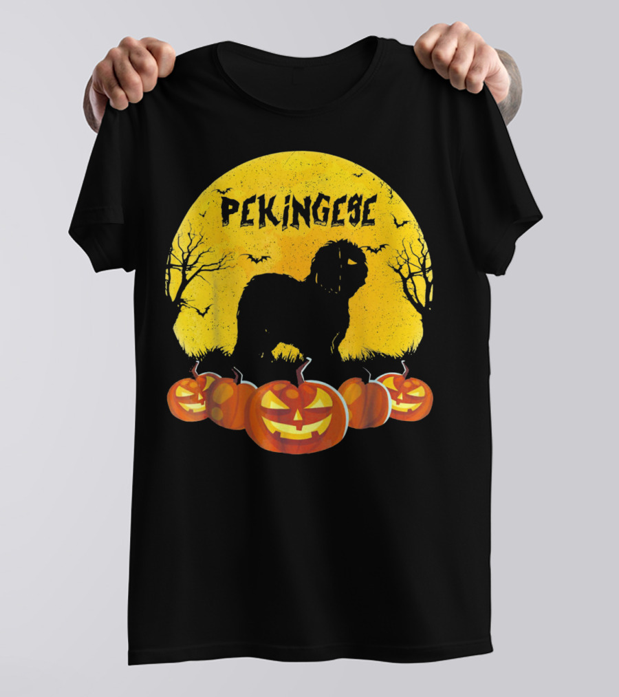 Pekingese Dog Halloween Moonlit Pumpkin T-Shirt