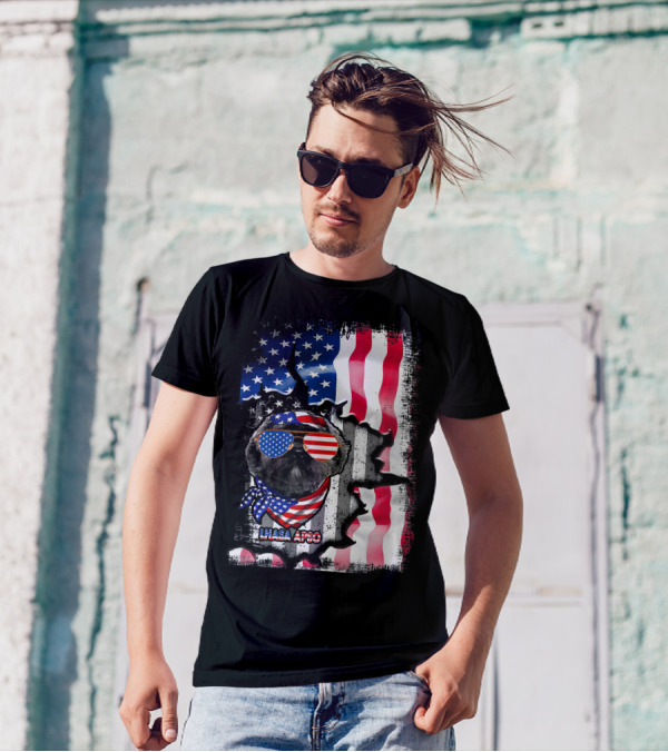 Lhasa Apso Dog American Flag Fun Lover T-Shirt