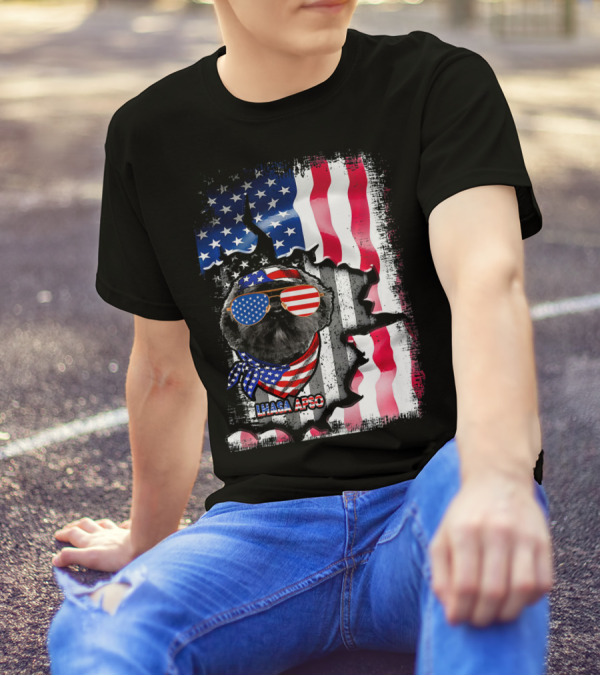 Lhasa Apso Dog American Flag Fun Lover T-Shirt