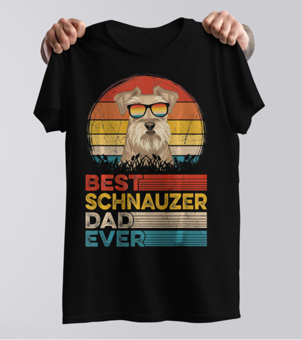 Best Schnauzer Dad Ever Vintage Retro Dog T-Shirt