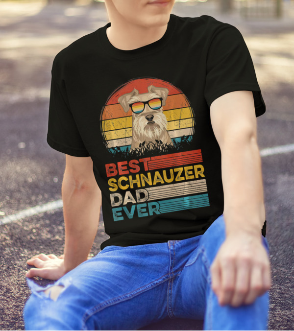 Best Schnauzer Dad Ever Vintage Retro Dog T-Shirt