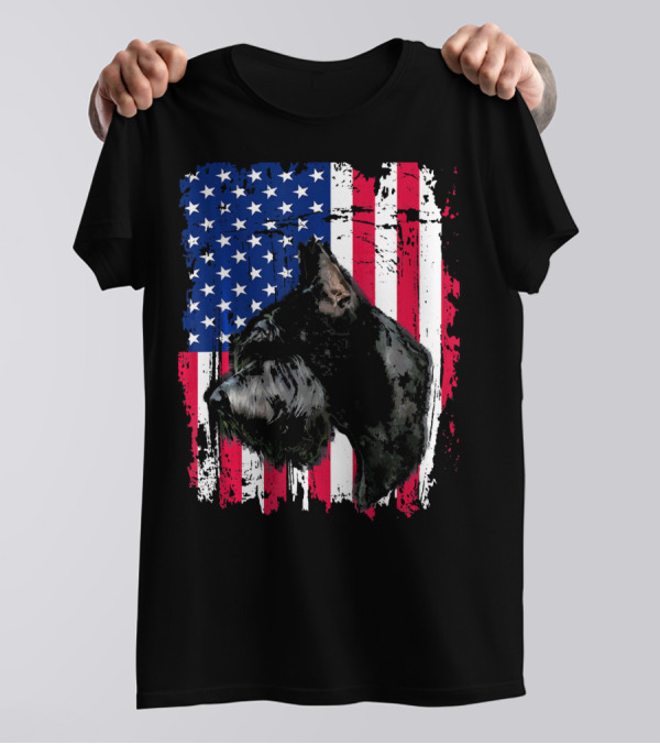 Giant Schnauzer American Flag 4th Of July T-Shirt