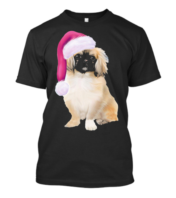 Christmas Pekingese Dog Santa Hat T-Shirt
