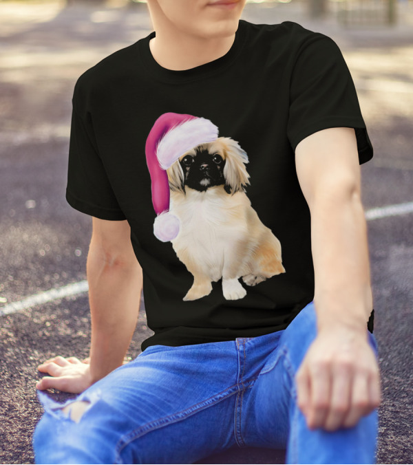 Christmas Pekingese Dog Santa Hat T-Shirt
