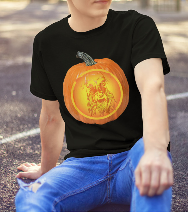 Jack O Lantern Schnauzer Dog Pumpkin T-Shirt