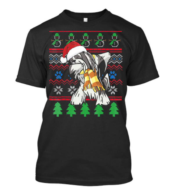 Lhasa Apso Dabbing Christmas Santa UglyStyl T-Shirt