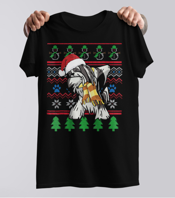 Lhasa Apso Dabbing Christmas Santa UglyStyl T-Shirt