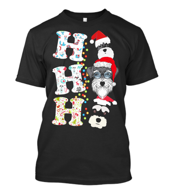 Ho Ho Ho Funny Schnauzer Puppy Christmas T-Shirt