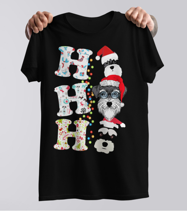 Ho Ho Ho Funny Schnauzer Puppy Christmas T-Shirt
