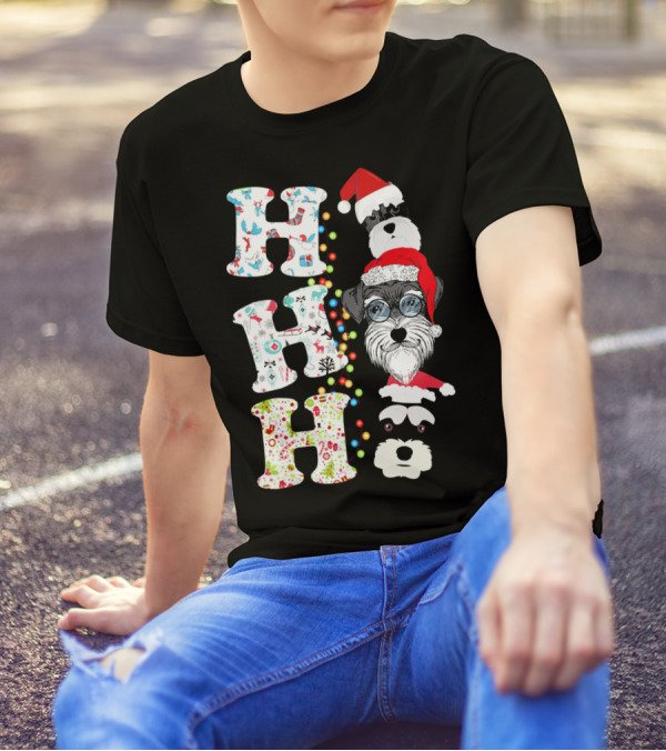 Ho Ho Ho Funny Schnauzer Puppy Christmas T-Shirt