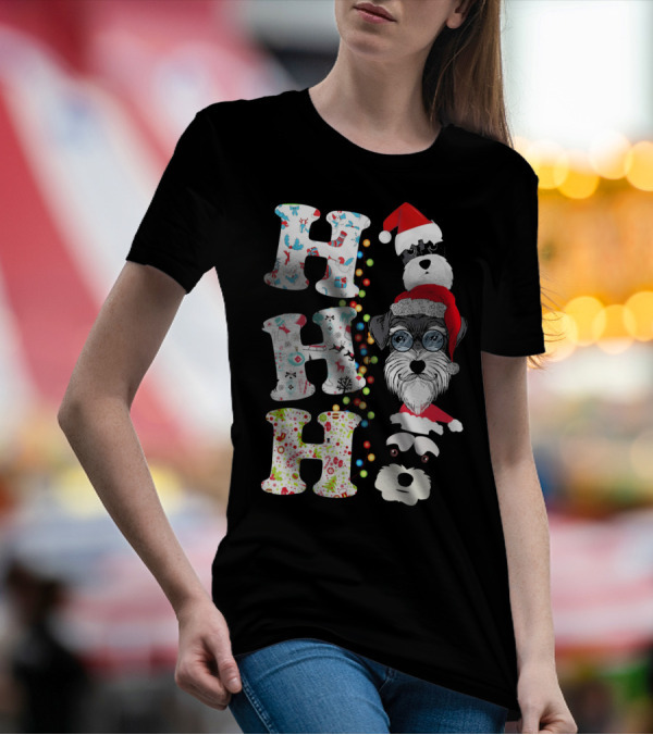 Ho Ho Ho Funny Schnauzer Puppy Christmas T-Shirt
