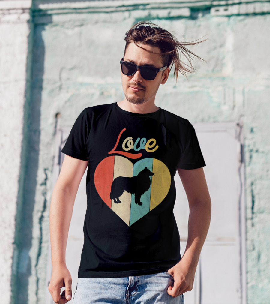 Love Sheltie Vintage Retro Heart T-Shirt