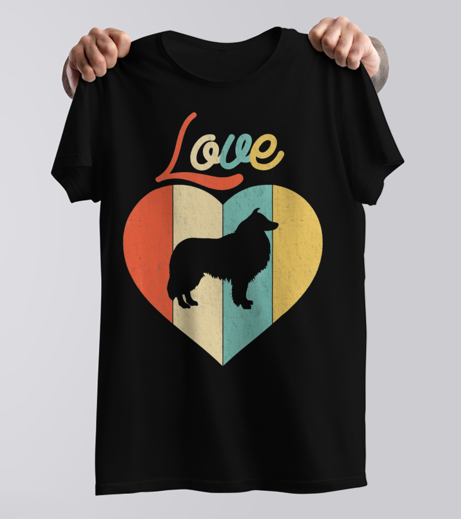 Love Sheltie Vintage Retro Heart T-Shirt