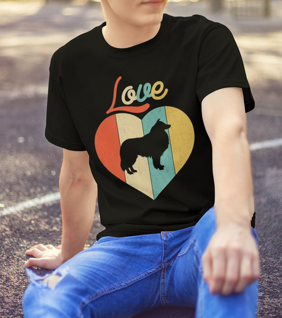 Love Sheltie Vintage Retro Heart T-Shirt