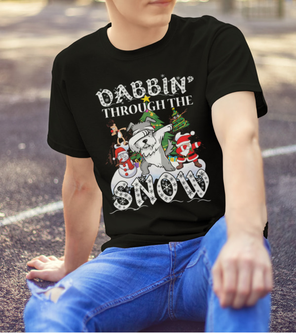 Dabbin' Through The Snow Schnauzer Dog Christmas Festive Fun T-Shirt