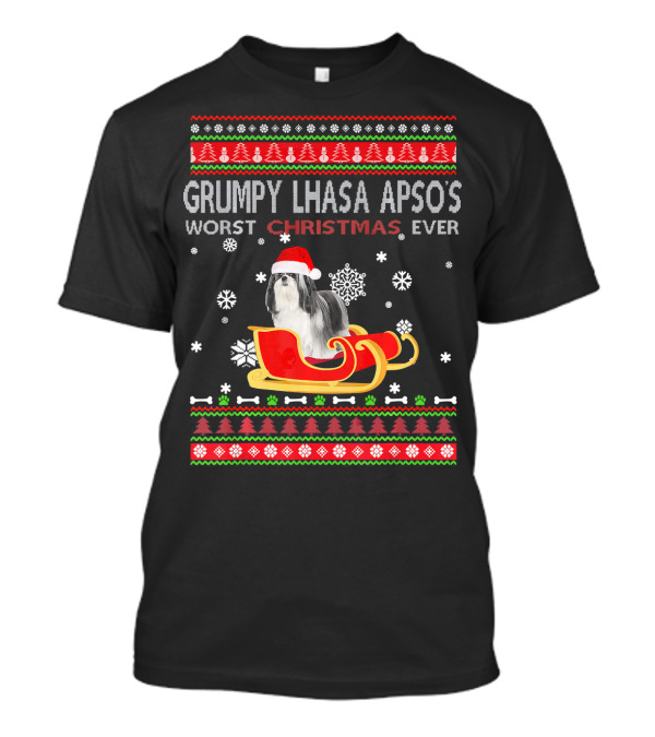 Grumpy Lhasa Apso's Worst Christmas Ever T-Shirt