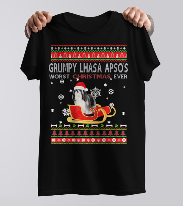 Grumpy Lhasa Apso's Worst Christmas Ever T-Shirt