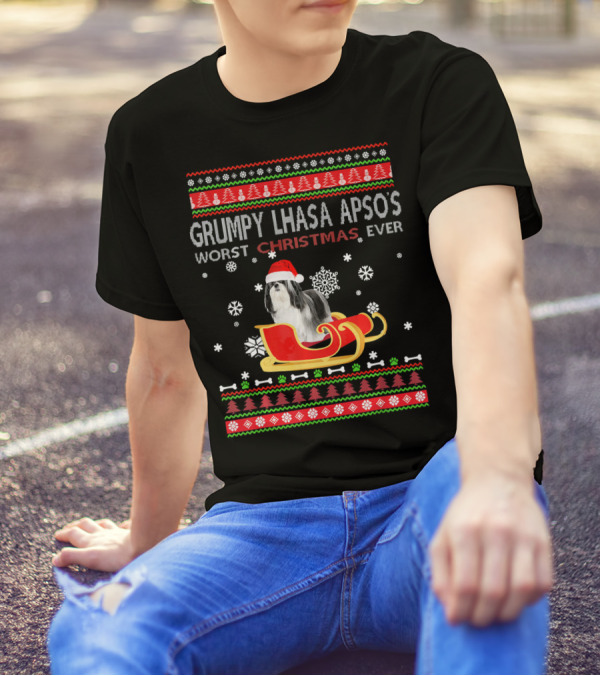 Grumpy Lhasa Apso's Worst Christmas Ever T-Shirt