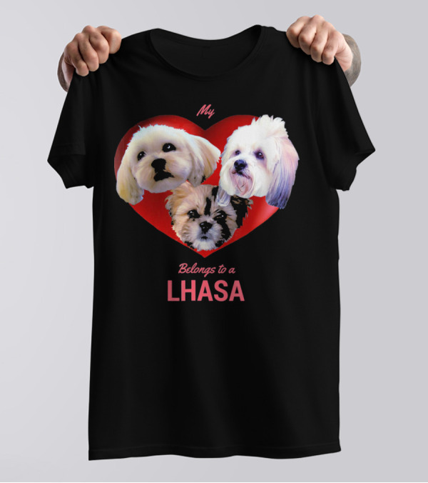 My Heart Belongs To A Lhasa Apso With 3 Cute Lhasas T-Shirt