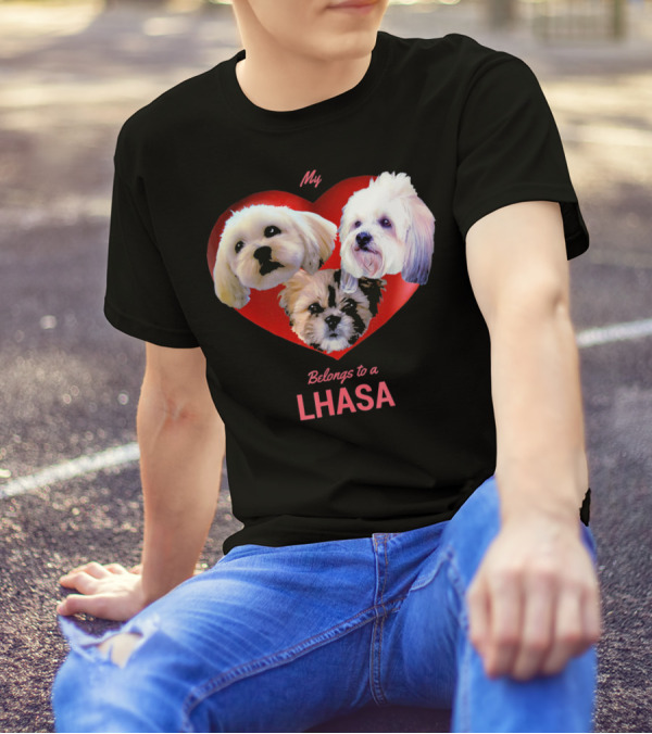 My Heart Belongs To A Lhasa Apso With 3 Cute Lhasas T-Shirt