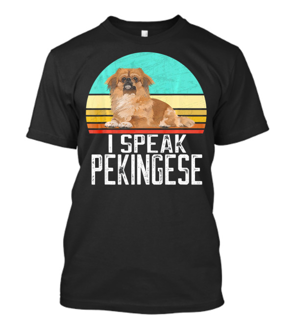 I Speak Pekingese Retro Dog Vintage Stripes T-Shirt