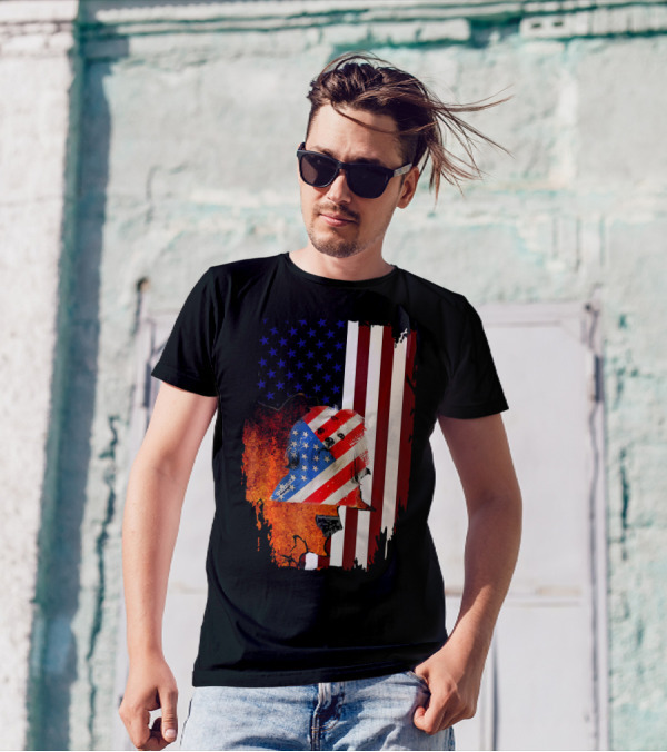Lhasa Apso American Flag Patriotic 4th Of July Veteran T-Shirt
