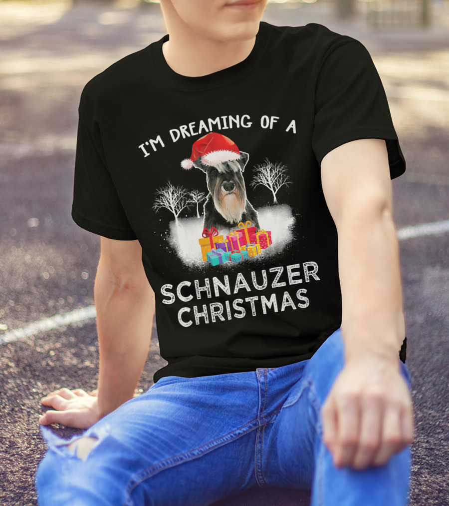 I'm Dreaming Of A Schnauzer Christmas Santa Hat Gifts T-Shirt