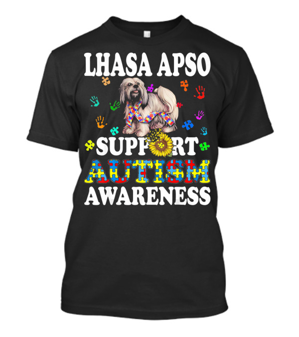 Lhasa Apso Support Autism Awareness T-Shirt