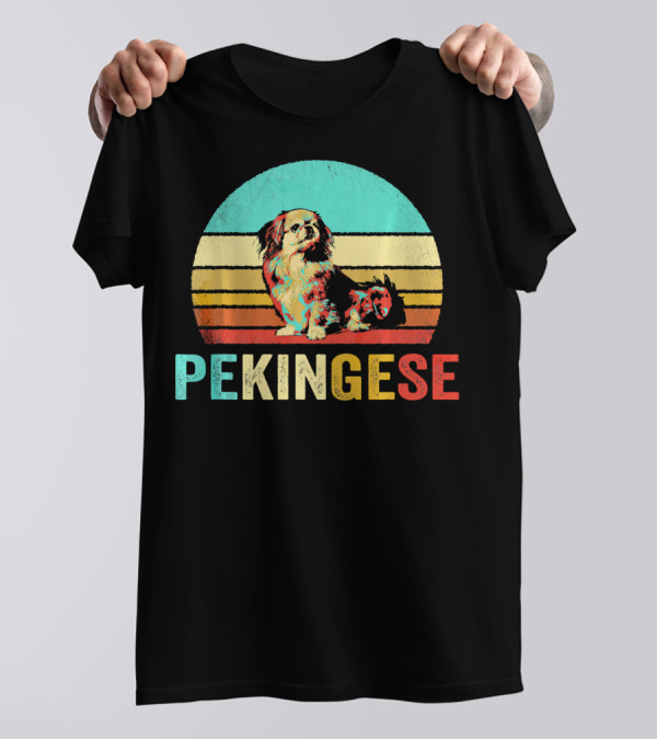 Pekingese Dog Vintage Sunset T-Shirt