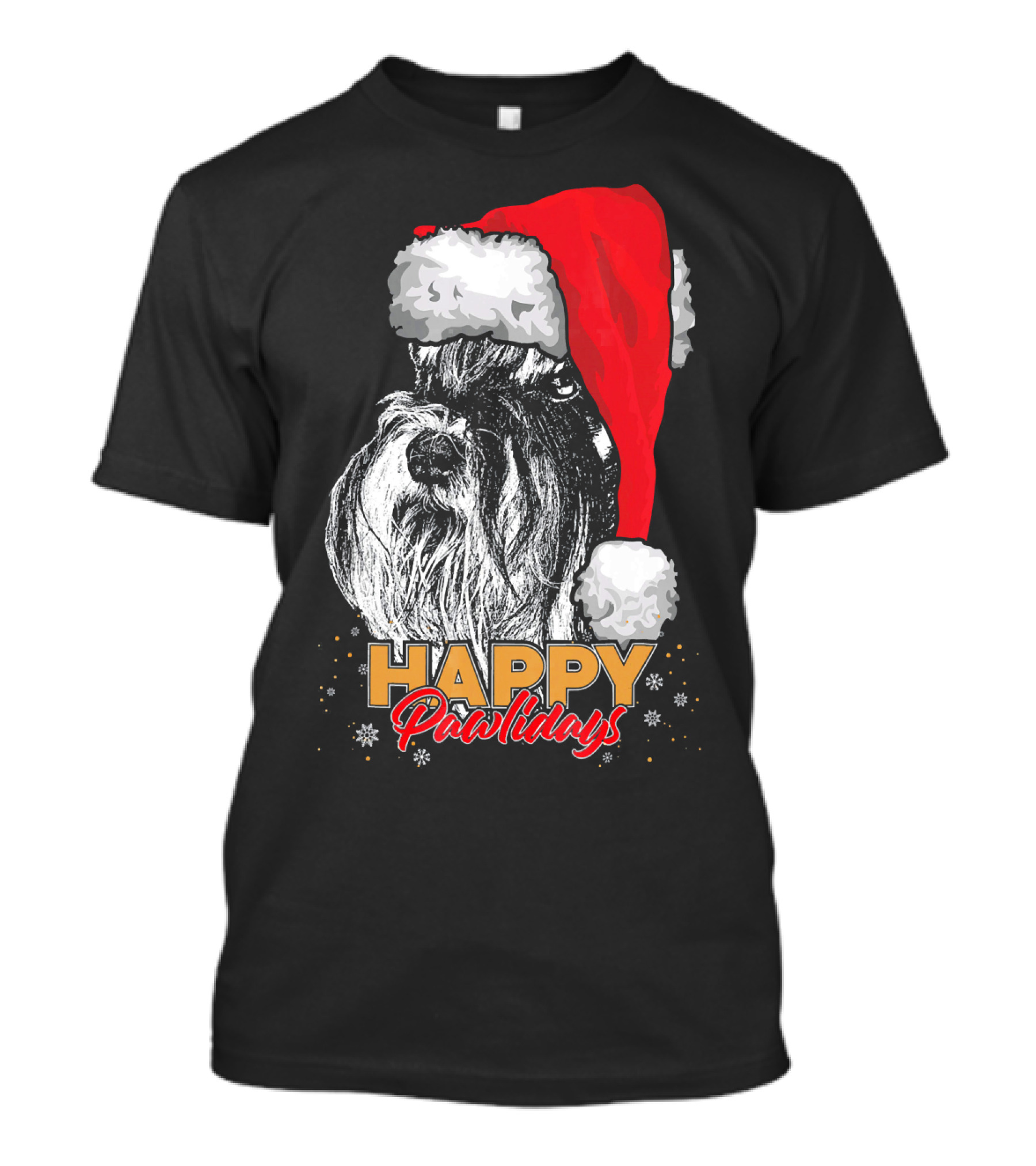 Happy Pawlidays Funny Christmas Schnauzer T-Shirt