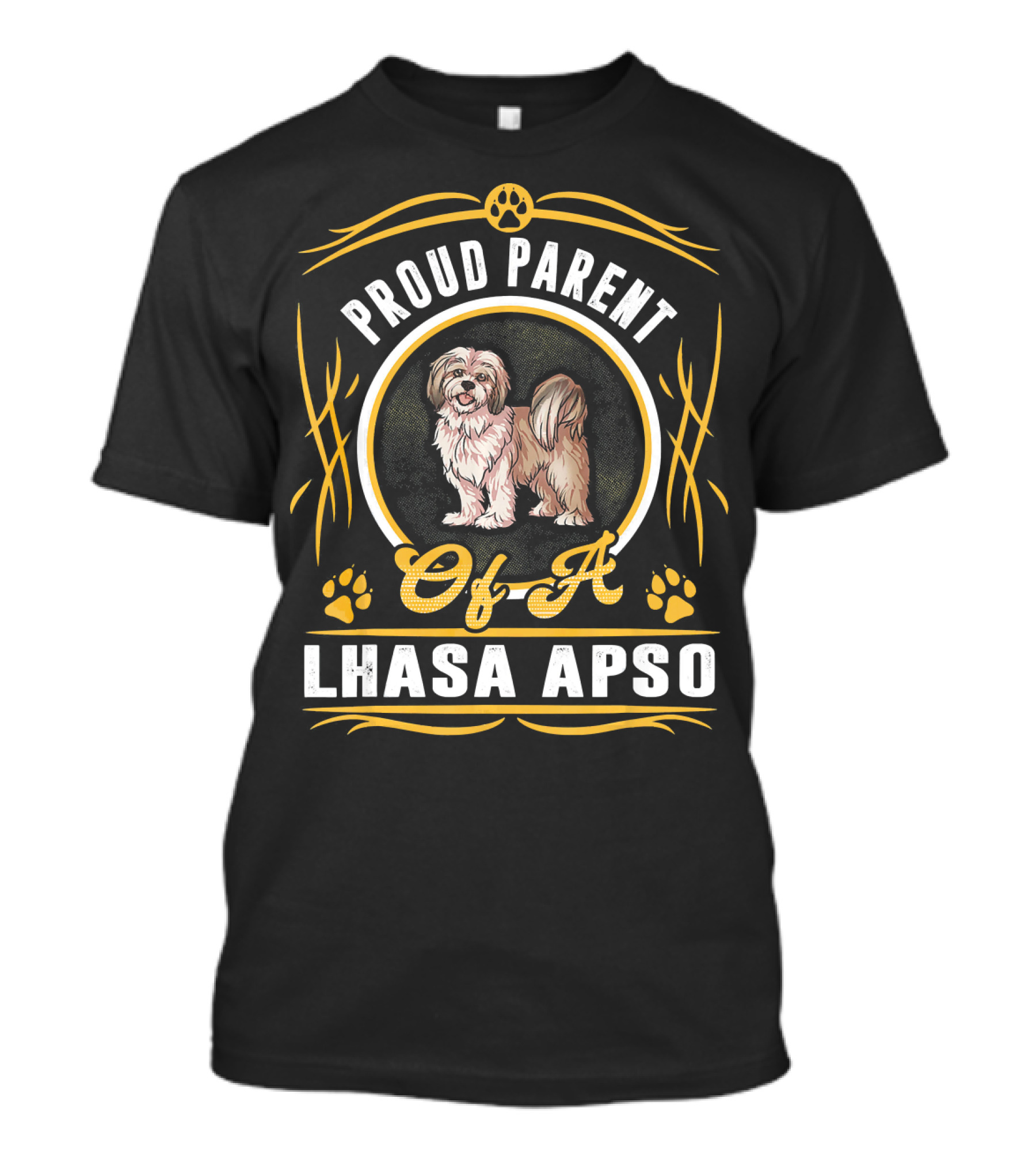 Happy Proud Parent Of A Lhasa Apso With Paw Print Accents T-Shirt