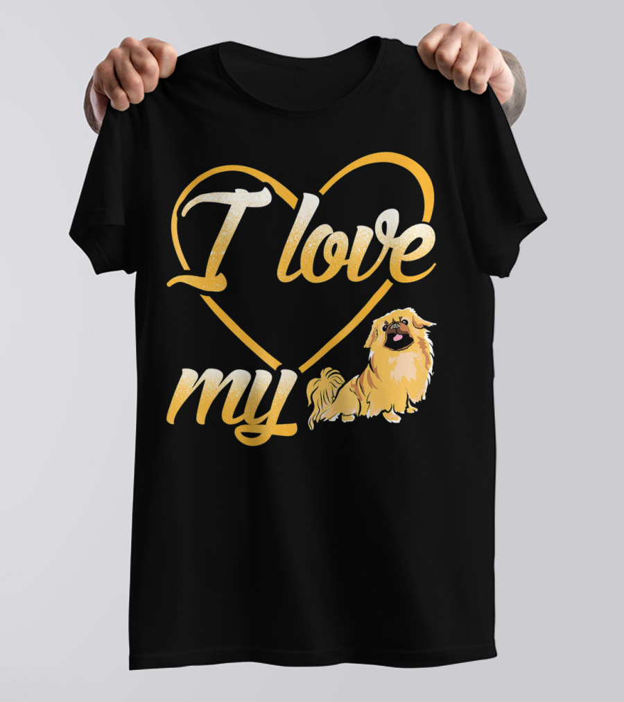 I Love My Pekingese Dog Heart Design With Cute Pekingese T-Shirt