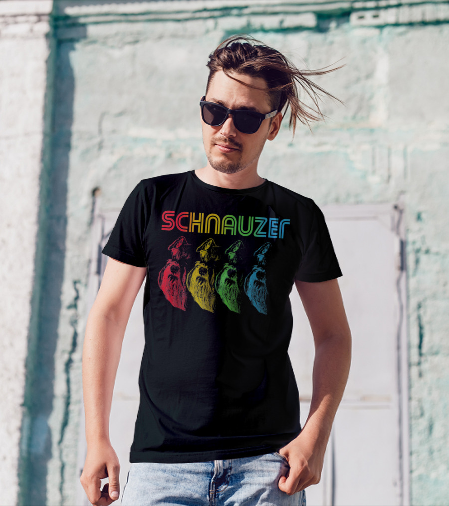 Schnauzer Retro Groovy Colorful Dog Quintet T-Shirt