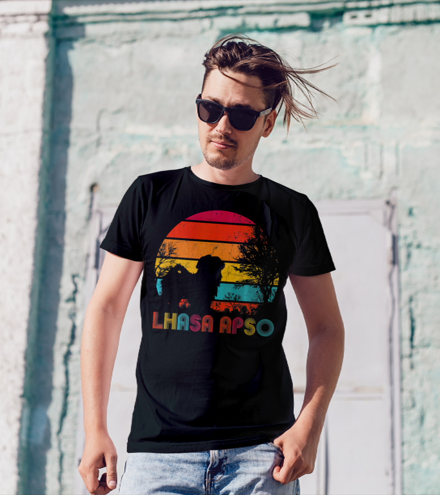 Lhasa Apso Retro Sunset T-Shirt