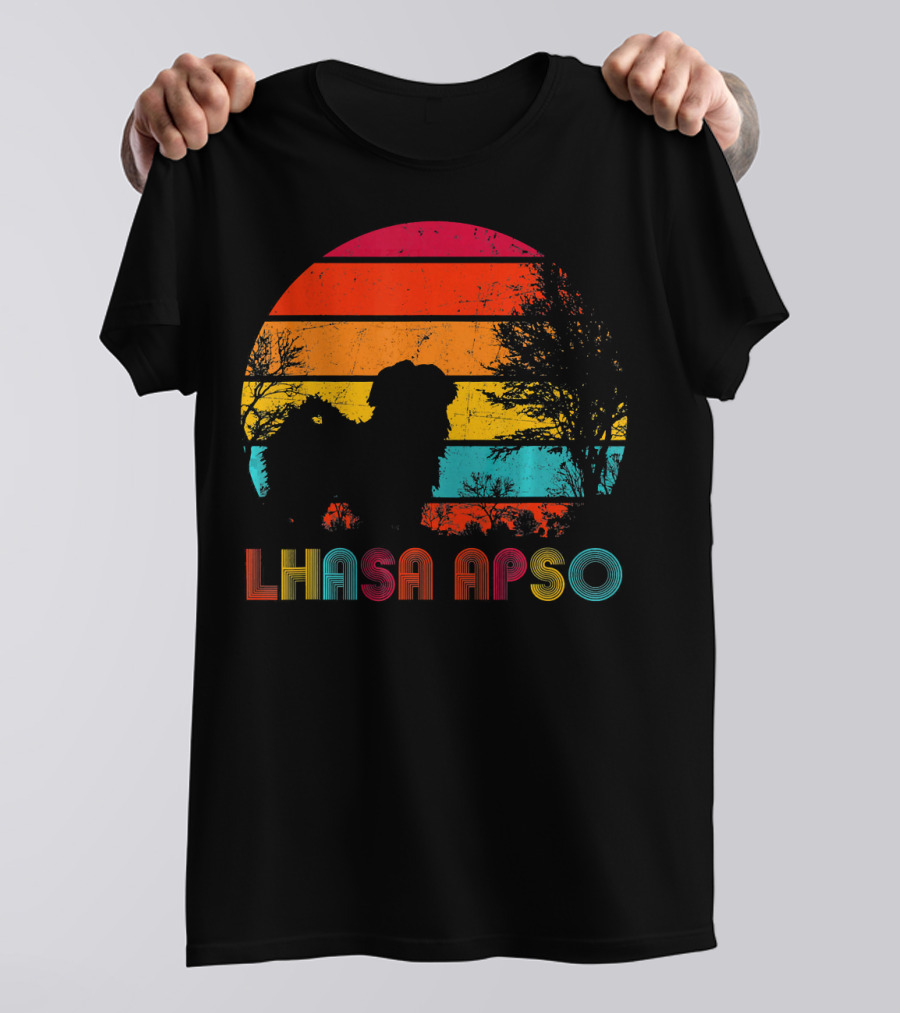 Lhasa Apso Retro Sunset T-Shirt
