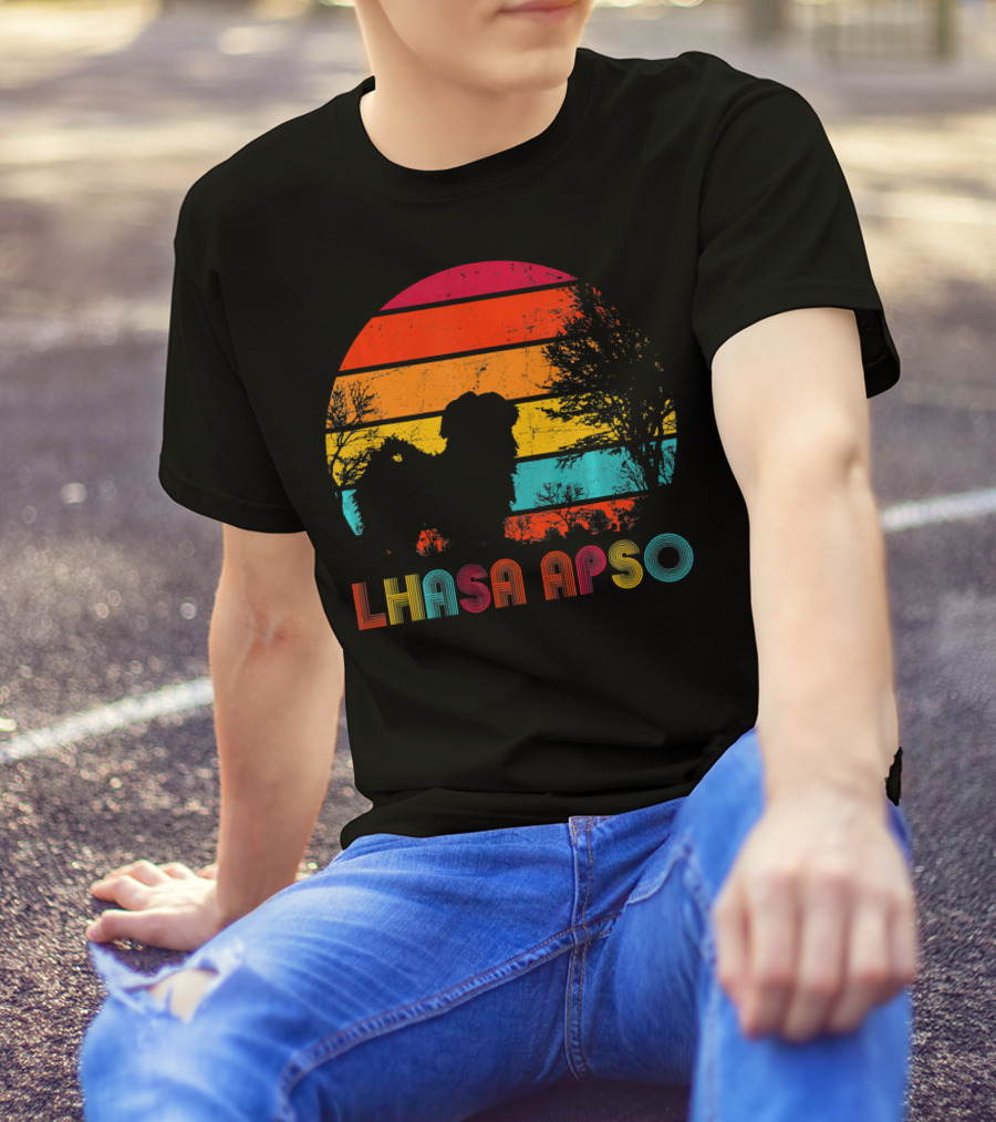 Lhasa Apso Retro Sunset T-Shirt