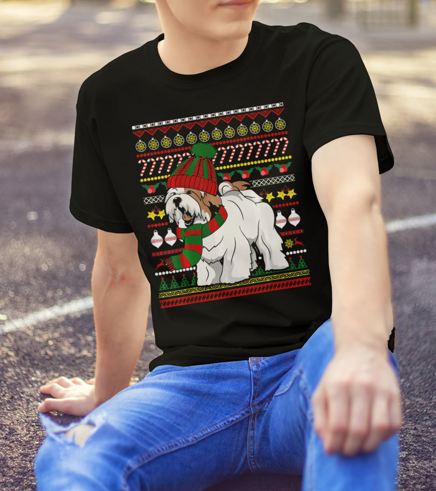 Lhasa Apso Santa Claus Christmas Sweater UglyDog T-Shirt