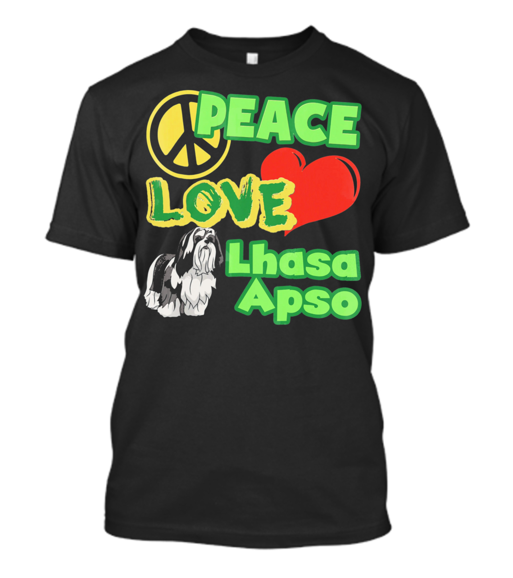 Peace Love Lhasa Apso Dog T-Shirt