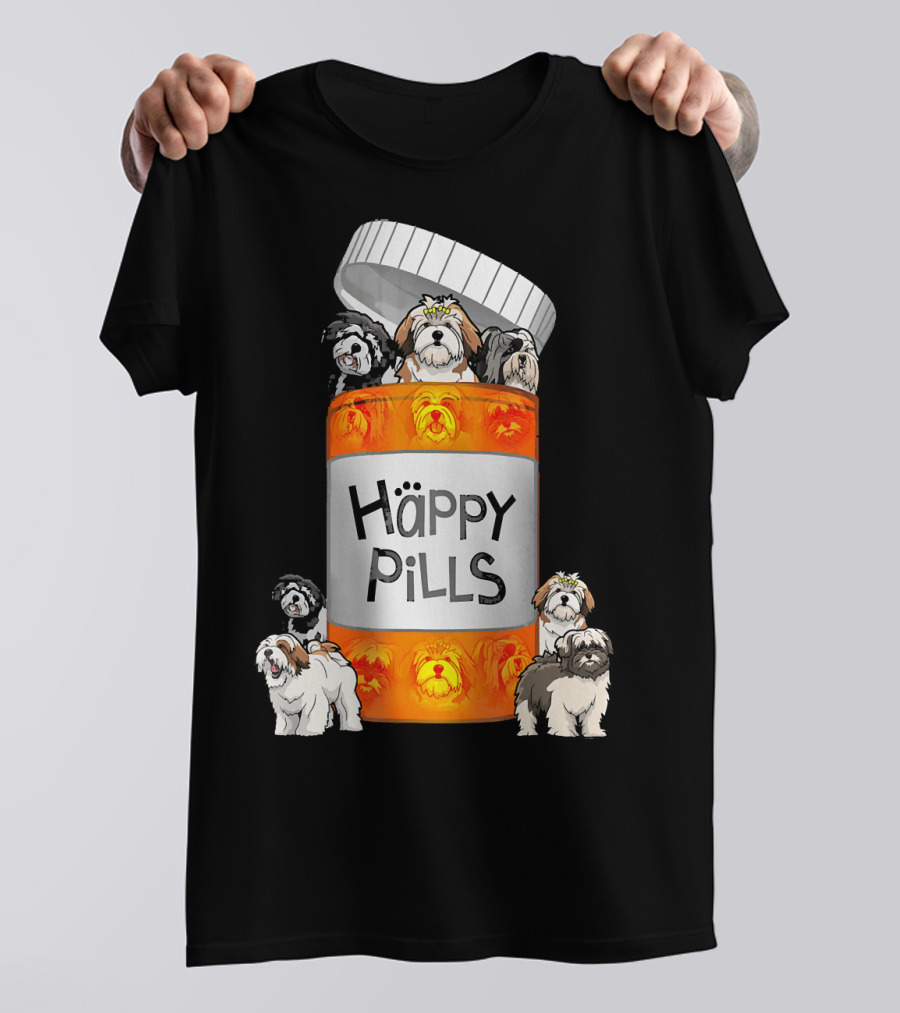 Happy Pills Lhasa Apso Dogs In Prescription Bottle T-Shirt